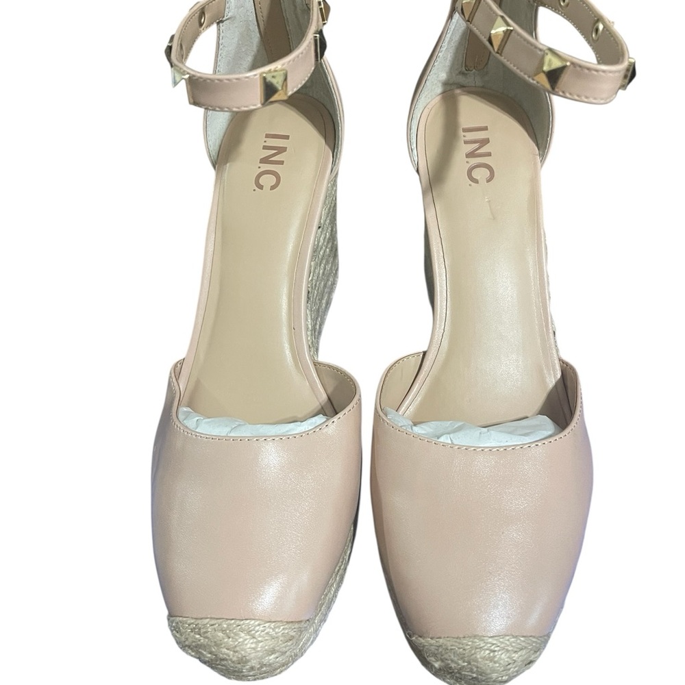 INC Women  Blush Almond Toe Espadrille Wedge Summer Vacation Sandal sz 11M NIB